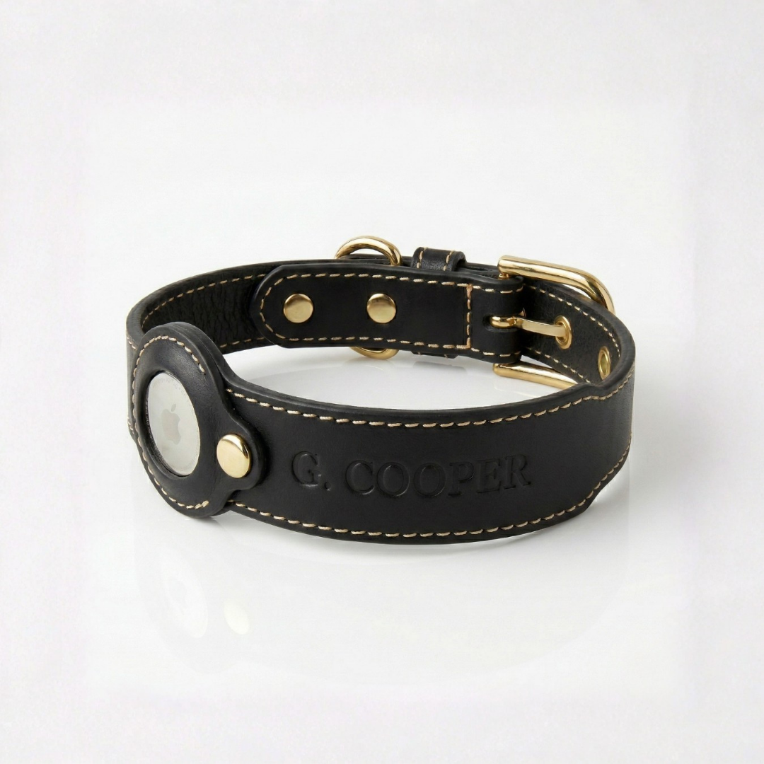 Collar negro Airtag - Golden Cooper