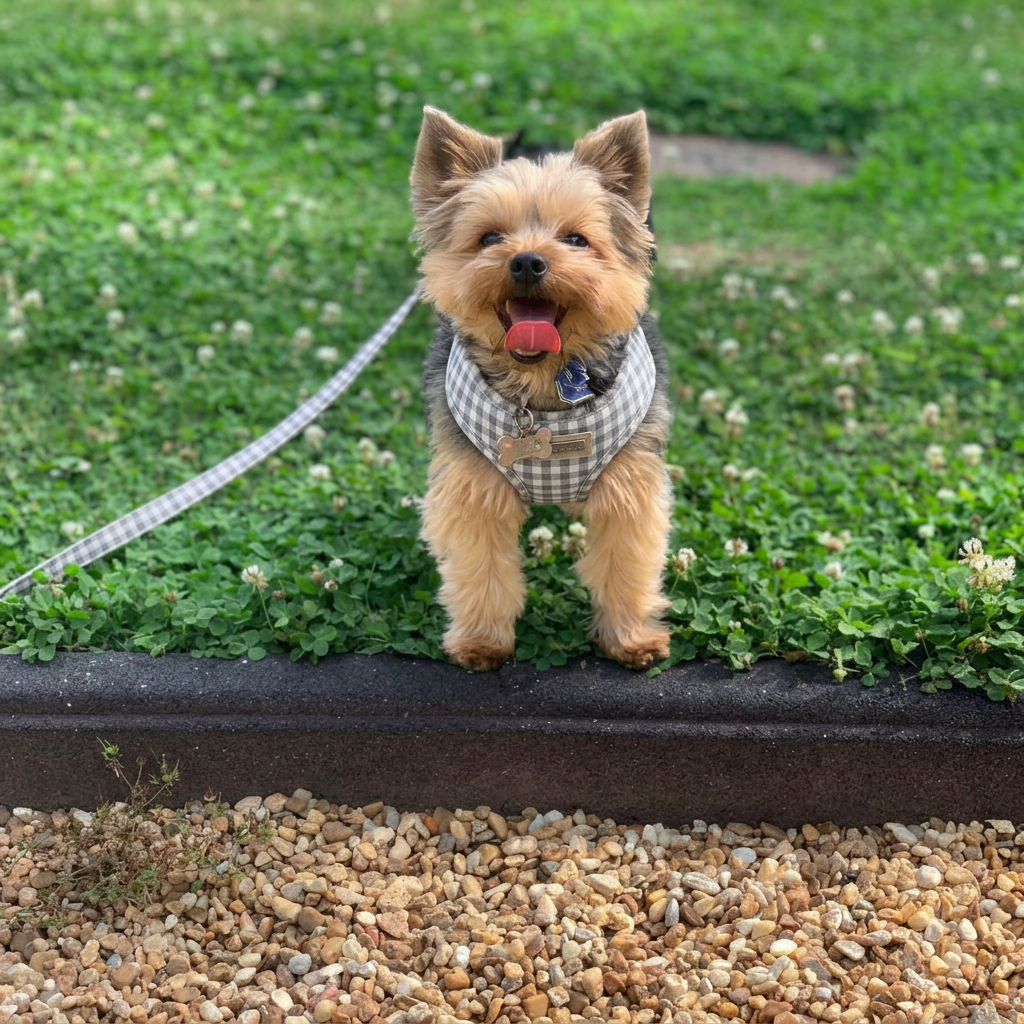 Arnés Vichy gris con correa
